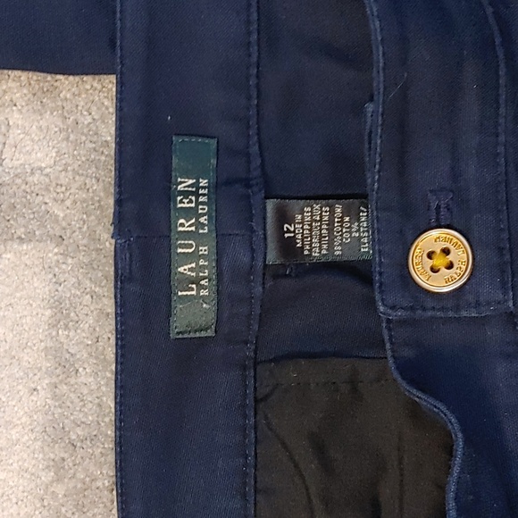 Lauren Ralph Lauren US 12 Navy Blue Cotton Blend Pants - Picture 3 of 6
